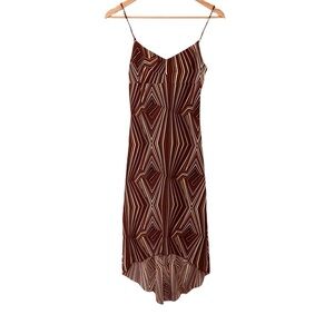 Vintage Boho Brown and Cream High Low Dress